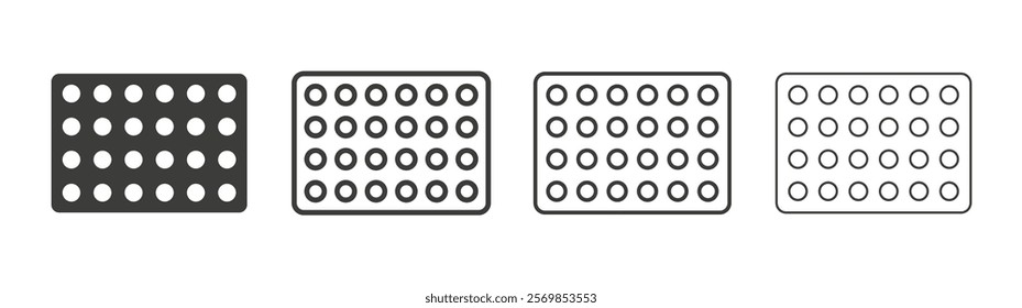 Bubble wrap icon flat and linear vector illustration on white background.