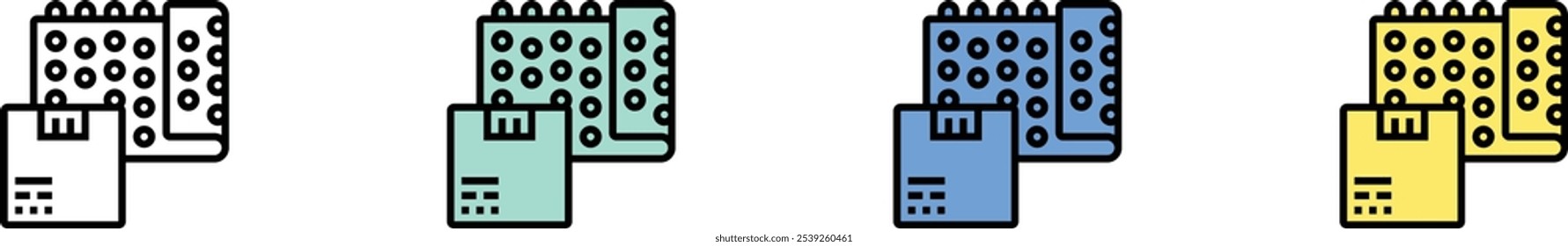 Blasenumbruch-Symbol. Kontur, Design im grünen, blauen und gelben Stil einzeln auf weißem Hintergrund
