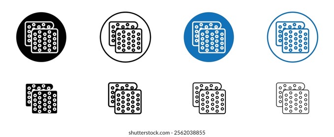 Bubble wrap icon set in black and blue colors