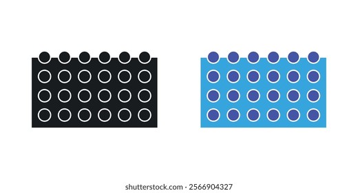 Bubble wrap icon set in black and colored