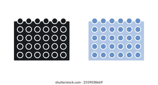 Bubble wrap icons in black and colored version