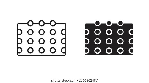 Bubble wrap icons in line stroke and flat versions