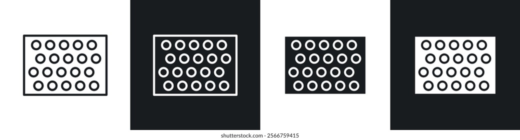 Bubble wrap icons in Thin line black color. flat simple vector symbols illustration.