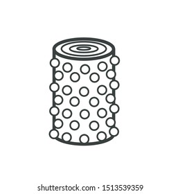 rouleau d'enveloppement de bulles, emballage en polyéthylène, emballage d'objets fragiles, image vectorielle d'icône isolée. Sécurité du fret, transport et transport. Emballage transparent, matière réutilisable ou recyclable