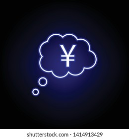 bubble yuan icon in neon style. Element of finance illustration. Signs and symbols icon can be used for web, logo, mobile app, UI, UX