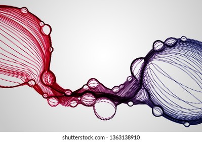 Bubbled abstract vector fluid particle flow, nano medical technology, microbiology science fiction theme illustration.