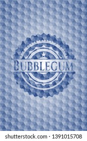 Bubblegum blue emblem with geometric background. Vector Illustration. Detailed.