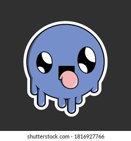 Bubblegum blue vector flat illustration