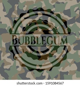 Bubblegum camouflaged emblem. Vector Illustration. Detailed.
