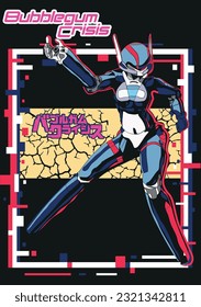 bubblegum crisis vector for t-shirts, anime