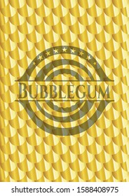Bubblegum golden badge. Scales pattern. Vector Illustration. Detailed.