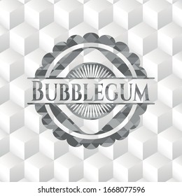 Bubblegum grey badge with geometric cube white background