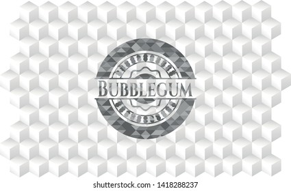 Bubblegum grey emblem with geometric cube white background