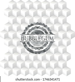 Bubblegum grey icon or emblem with geometric cube white background. 