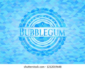Bubblegum light blue emblem with mosaic background