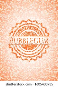 Bubblegum orange mosaic emblem. Vector Illustration. Detailed.