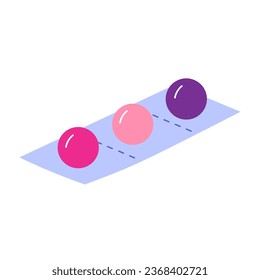 Bubblegum in package. Chewing bubble gum balls packaging. Sweet chewing candy. Vector illustration in cartoon style. Isolated white background.