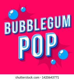 Bubblegum Pop Vintage 3d Vector Lettering. Retro Bold Font, Typeface. Pop Art Stylized Text. Old School Style Letters. 90s, 80s Poster, Banner, T Shirt Typography Design. Ruby Color Background