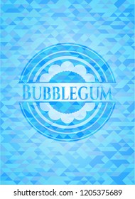 Bubblegum realistic sky blue emblem. Mosaic background