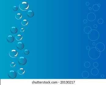 Bubbles with air in the clean blue water