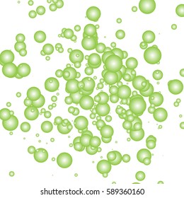 Bubbles background. Abstract pattern with green soapbubbles. Circle, bubble light design, clear soapy shiny, vector illustration. Circles bubbling away. Eps10.