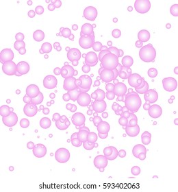 Bubbles background. Abstract pattern with pink soapbubbles. Circle, bubble light design, clear soapy shiny, vector illustration. Circles bubbling away. Eps10.