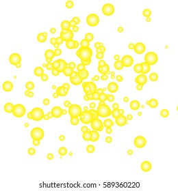 Bubbles background. Abstract pattern with yellow soapbubbles. Circle, bubble light design, clear soapy shiny, vector illustration. Circles bubbling away. Eps10.