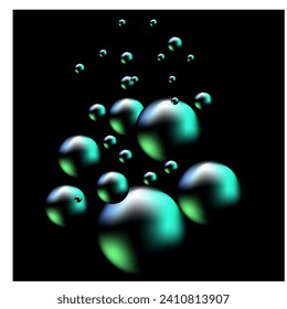 Bubbles blue on black background. Fashion graphic background design. Modern stylish abstract colorful texture. Template for prints, textiles, wrapping, wallpaper, website. Vector illustration