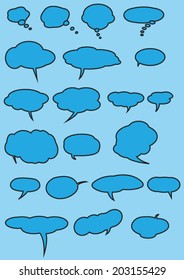 Bubbles , blue  vector cartoon speech balloons