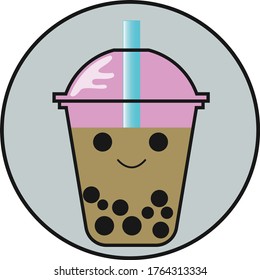 bubbles boba milk logo design for boba business, cafe, food and drink business. EPS vector mascot logo