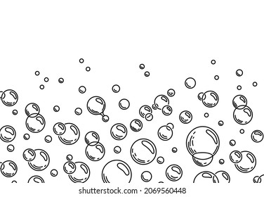 Bubbles Of Carbonated Drink, Medicine, Oxygen, Water.Soap Bubbles. Outline. Vector Illustration Isolated Background. 