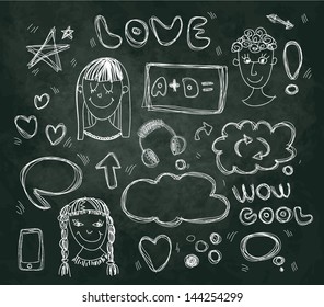 Bubbles in chalk doodle style