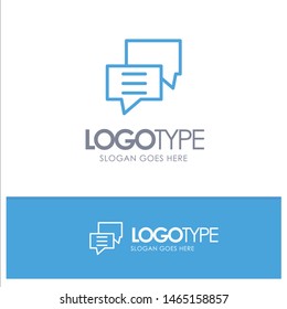 Bubbles, Chat, Customer, Discuss, Group Blue Outline Logo Place for Tagline. Vector Icon Template background