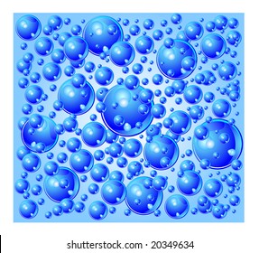 Bubbles in clear blue water, abstract background, vector illustration
