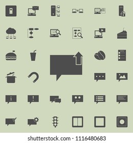 bubbles communicating with the arrow to the top icon. Detailed set of  Minimalistic  icons. Premium quality graphic design sign. One of the collection icons for websites, web on colored background