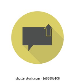 burbujas que se comunican con la flecha al icono superior de sombra larga. Glifo simple, vector plano de iconos web para ui y ux, sitio web o aplicación móvil