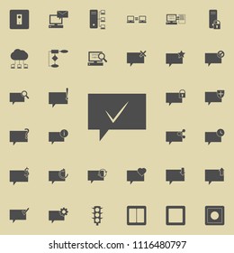 bubbles communicating with the mark ok icon. Detailed set of  Minimalistic  icons. Premium quality graphic design sign. One of the collection icons for websites, web design on colored background
