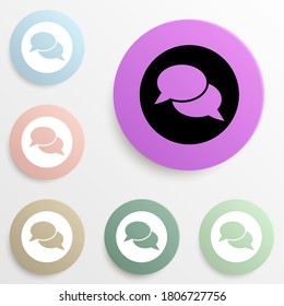 bubbles of communication in a circle badge color set. Simple glyph, flat vector of web icons for ui and ux, website or mobile application