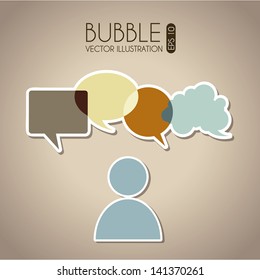 bubbles communication icons over beige background vector illustration