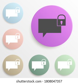 bubbles of communication with the lock badge color set. Simple glyph, flat vector of web icons for ui and ux, website or mobile application