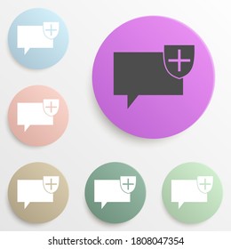 burbujas de comunicación con el conjunto de colores de la insignia del escudo. Glifo simple, vector plano de iconos web para ui y ux, sitio web o aplicación móvil