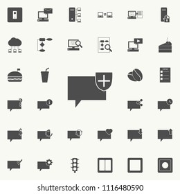 bubbles of communication with the shield icon. Detailed set of  Minimalistic  icons. Premium quality graphic design sign. One of the collection icons for websites, web design on colored background