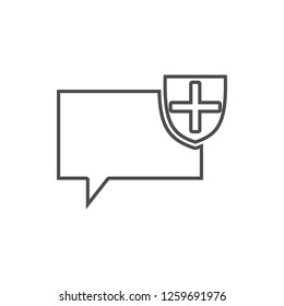 bubbles of communication with the shield icon. Element of web for mobile concept and web apps icon. Thin line icon for website design and development, app development