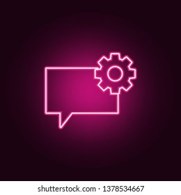 bubbles of communication with the sign of the gear icon. Elements of Web in neon style icons. Simple icon for websites, web design, mobile app, info graphics