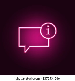 bubbles of communication with the sign of information icon. Elements of Web in neon style icons. Simple icon for websites, web design, mobile app, info graphics