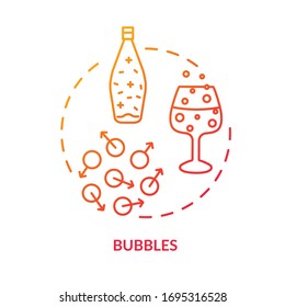 Blasen-Konzeptsymbol. Fizzy Getränke, Wein-Ratschläge Idee dünne Linie Illustration. Geschworenes alkoholisches Getränk, Stillweine fehlen Zeichen. Vektorillustration einzeln Umriss-RGB-Farbzeichnung