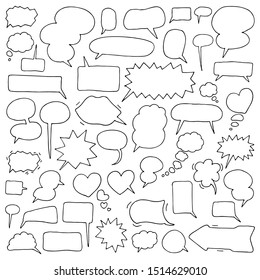 Bubbles connection. Hand-drawn messages. Speech Bubble hand drawn. Doodles, sketches. Vector elements for communication