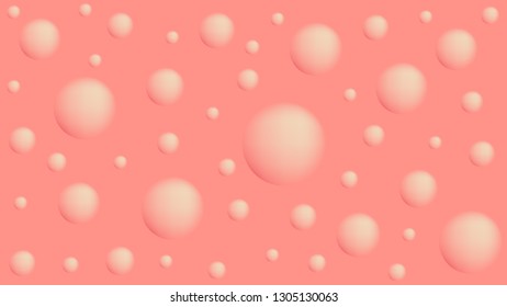 Bubbles coral color on a delicate pink won. Abstract background. Vector illustration