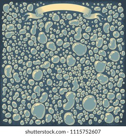 Bubbles. Design set. Hand drawn engraving. Editable vector vintage illustration. Isolated on dark background. 8 EPS
