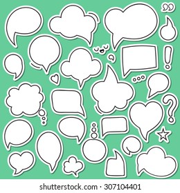 Bubbles dialogues set of isolated sticker.  Cartoon cloud